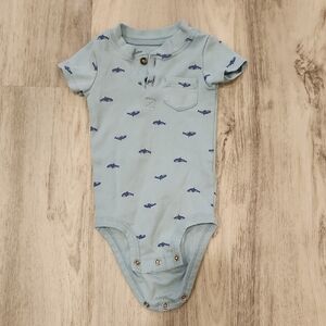 Carter's Blue Shark Print Onesie Size 6 Months